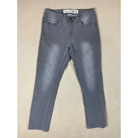 Barbell Jeans Mens 28 Gray Straight Mid Rise Logo Pockets Preppy Adult